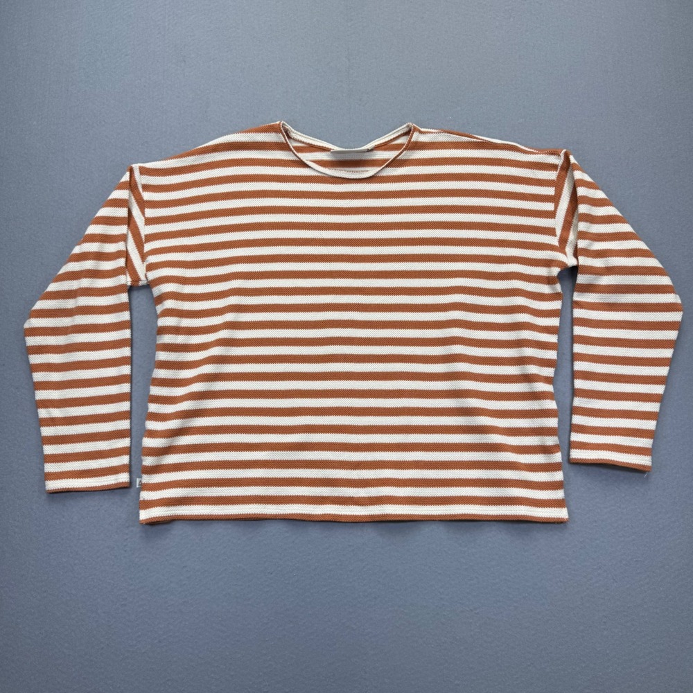 Passenger Striped Long Sleeve Knit Top Rust Orange White Size M RHA-08-2024